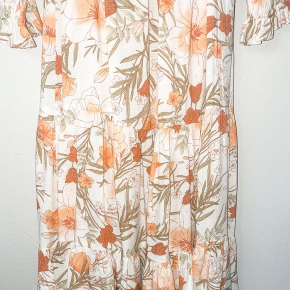 NWOT - Petal & Pup Square Neck Shirred Floral Midi Dress - Picture 7 of 7